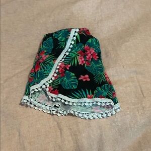 Floral Tropical Skirt with Lace Trim